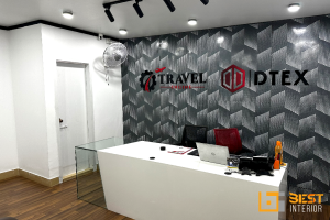 Modern Office Reception with Logo and Furniture