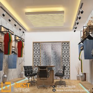 Elegant Display Studio for Buying House with Modern Shelving