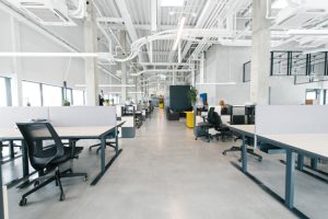 Modern Office Open Space with Workstations and Chairs