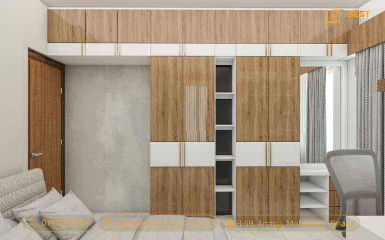 flat interior design Bangladesh – 1. New Flat Interior Design Concept

2. Bedroom with Study Table and Full-Height Wardrobe

3. Compact Kitchen with Practical Storage

4. Living Room with TV Unit and Display Cabinet

5. Dining Area with Storage and Feature Wall – product view 2