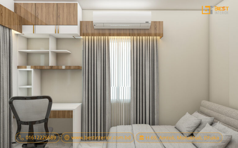 flat interior design Bangladesh – 1. New Flat Interior Design Concept

2. Bedroom with Study Table and Full-Height Wardrobe

3. Compact Kitchen with Practical Storage

4. Living Room with TV Unit and Display Cabinet

5. Dining Area with Storage and Feature Wall – product view 3